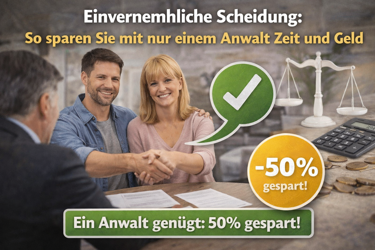 Einvernehmliche, friedliche Scheidung, nur ein Anwalt